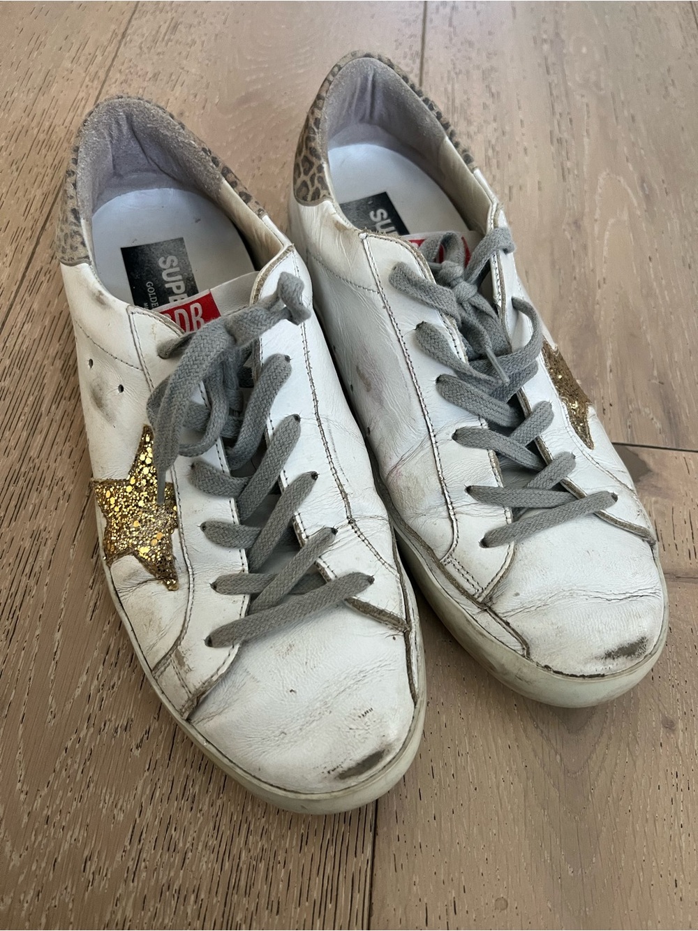 Golden Goose White Leather Sneakers with Gold Star
